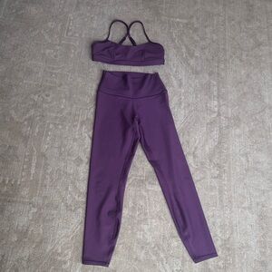 ALO Yoga Women's Purple High-Waist Leggings and Sports Bra Set